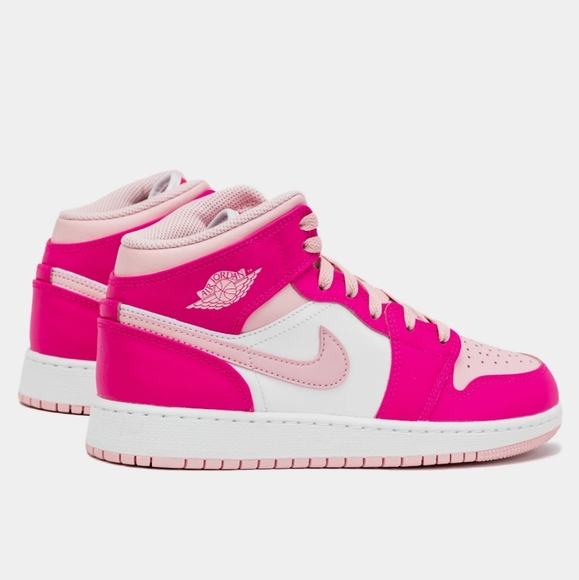 Air Jordan 1 Retro Mid Medium Soft Pink Grade School Lifestyle Shoes - Picture 13 of 16